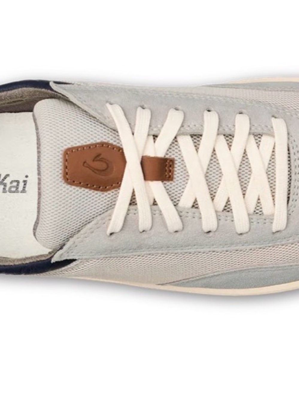 OluKai Men's Low-Top Sneakers in Light Gray with Cream Sole and Navy Heel - Picture 12 of 13